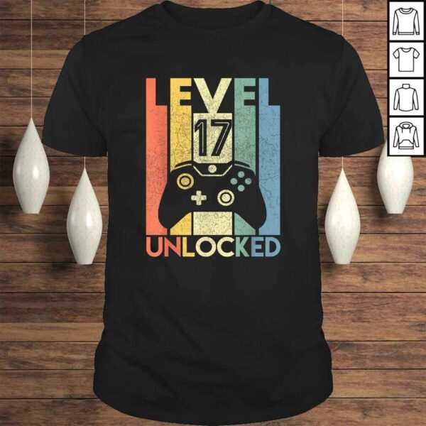 Level 17 Unlocked Shirt Funny Video Gamer 17th Birthday Gift Top