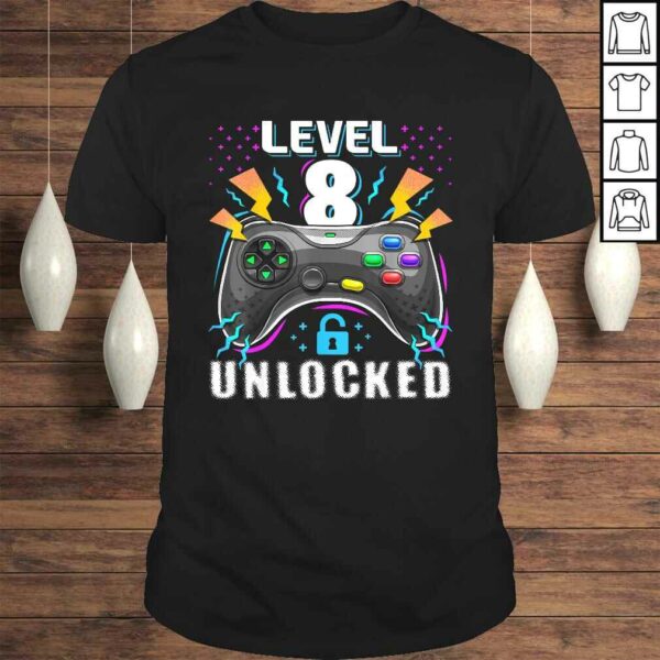 Level 8 Unlocked Video Game 8th Birthday Gamer Gift Boys Shirt