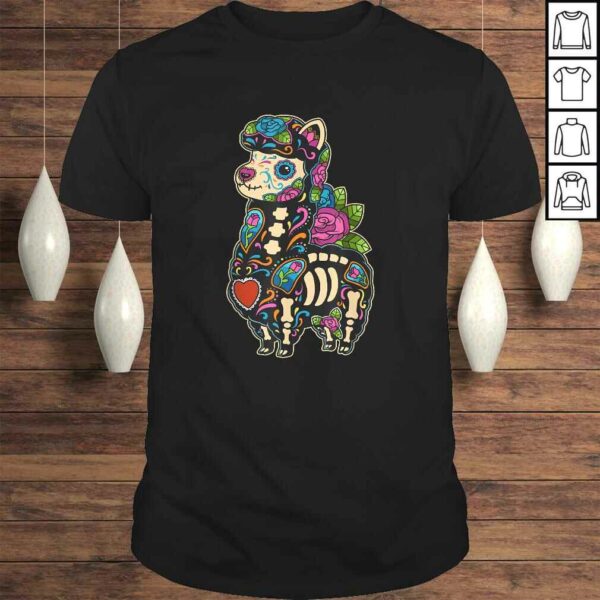 Llama Sugar Skull Mexico Alpaca Calavera Dia De Los Muertos T-shirt