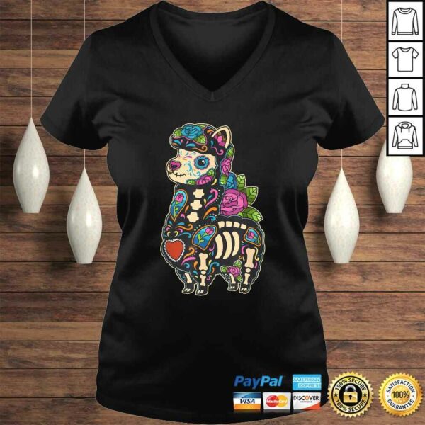 Llama Sugar Skull Mexico Alpaca Calavera Dia De Los Muertos T-shirt