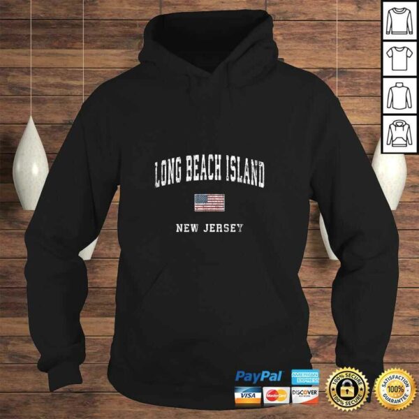 Long Beach Island New Jersey NJ Vintage American Flag Sports V-Neck T-Shirt