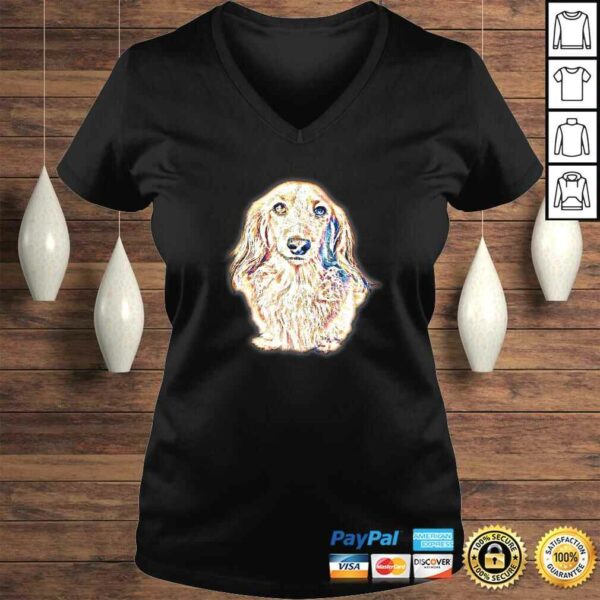 Long Hair Dachshund Gifts Cute Doxie Wiener Dog Lover V-Neck T-Shirt