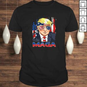 Maga Trump American Flag V-Neck T-Shirt Maga Trump American Flag V-Neck T-Shirt
