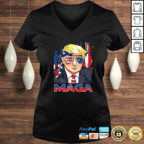 Maga Trump American Flag V-Neck T-Shirt