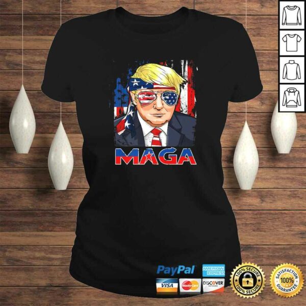 Maga Trump American Flag V-Neck T-Shirt