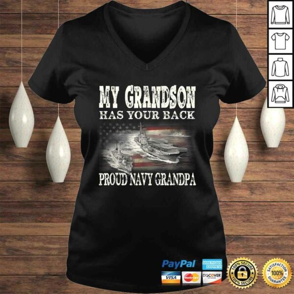 Mens Proud Navy Grandpa My Grandson Has Your Back Gift Top