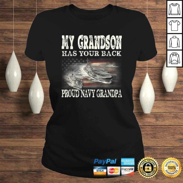 Mens Proud Navy Grandpa My Grandson Has Your Back Gift Top