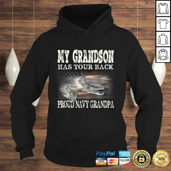 Mens Proud Navy Grandpa My Grandson Has Your Back Gift Top