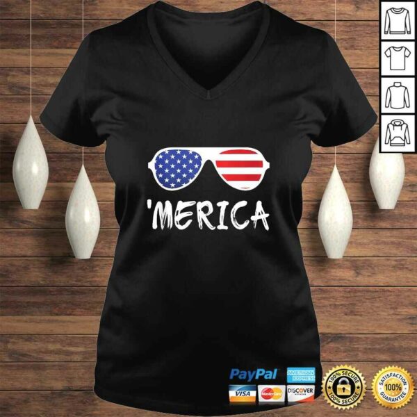 Merica Sunglasses Shirt Patriotic Fourth of July Gift TShirt