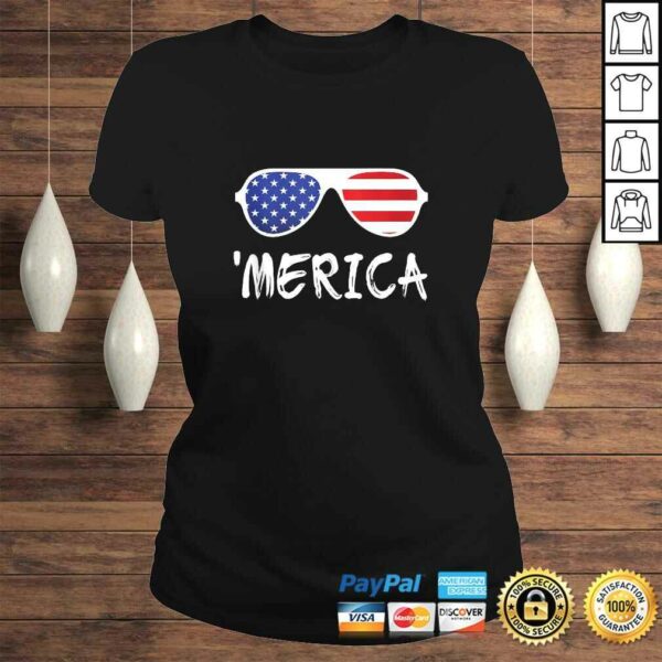 Merica Sunglasses Shirt Patriotic Fourth of July Gift TShirt