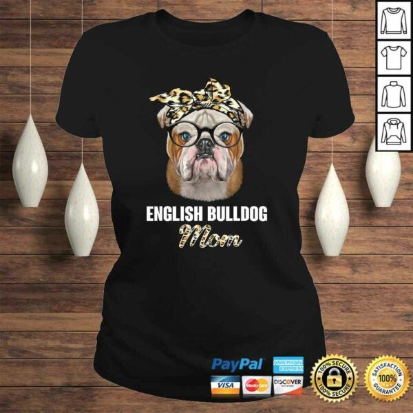 Mothers day Leopard Plaid Gift English Bulldog Mom Shirt