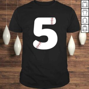 Number 5 BASEBALL Team Shirt 5 Pitcher Batter Tee 1