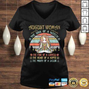Official August Woman The Soul Of A Witch Vintage Birthday V-Neck T-Shirt