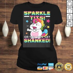 Official Back The Fuck Up Sparkle Tits You Gon Get Shanked Funny Unicorn Meme Shirt 3
