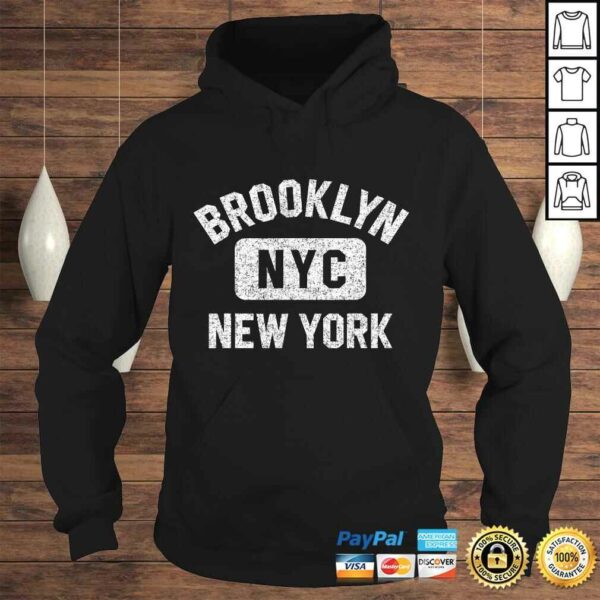 Official Brooklyn NYC Gym Style Distressed White PrinV-Neck T-Shirt