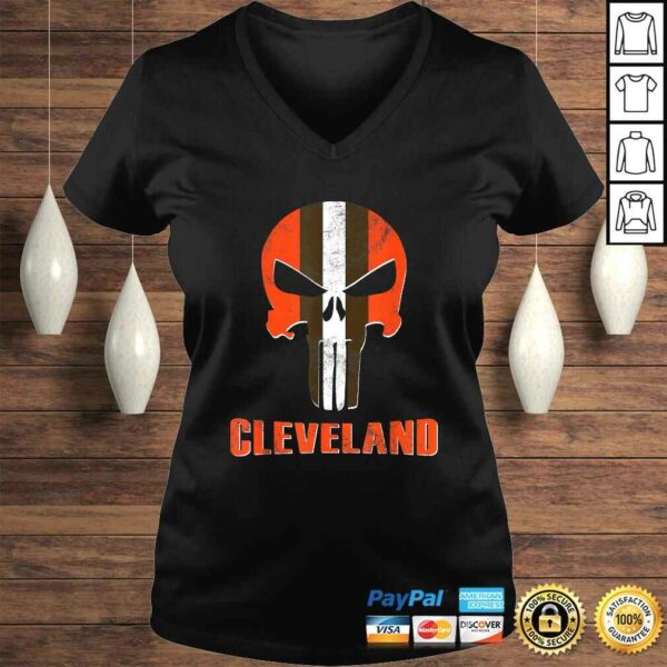 Official Football Helmet Ohio Cleveland Skull CLE Football Fan Tee Shirt