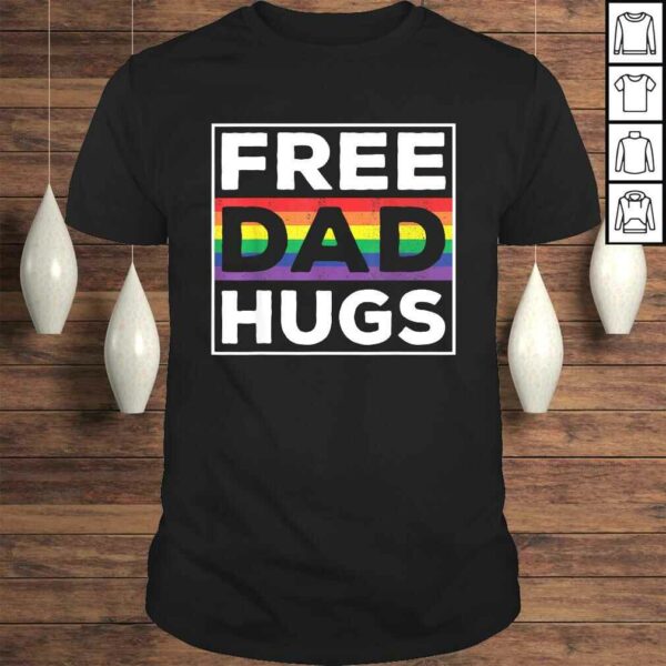 Official Free Dad Hugs Rainbow LGBT Pride Fathers Day Tee Shirt