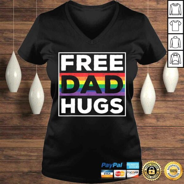 Official Free Dad Hugs Rainbow LGBT Pride Fathers Day Tee Shirt