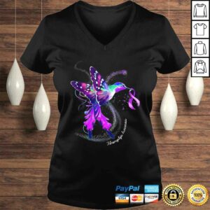 Official Hummingbird Holding Purple Ribbon Fibromyalgia Awareness Shirt