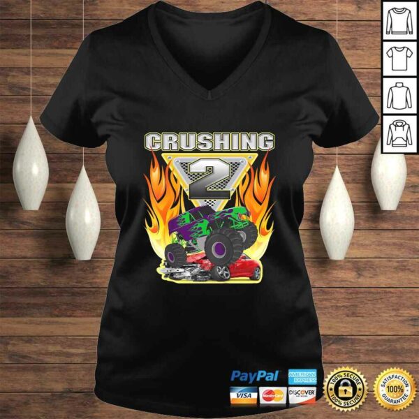 Official Kids Monster Truck Crushing being 2 Two Years Old 2nd Birthday Shirt