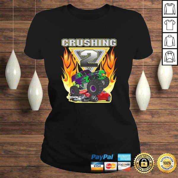 Official Kids Monster Truck Crushing being 2 Two Years Old 2nd Birthday Shirt