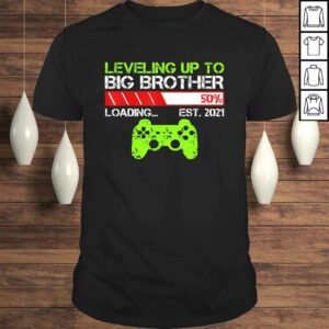 Official Leveling Up To Big Brother Est 2021 Vintage Funny Brothers V Neck T Shirt 1