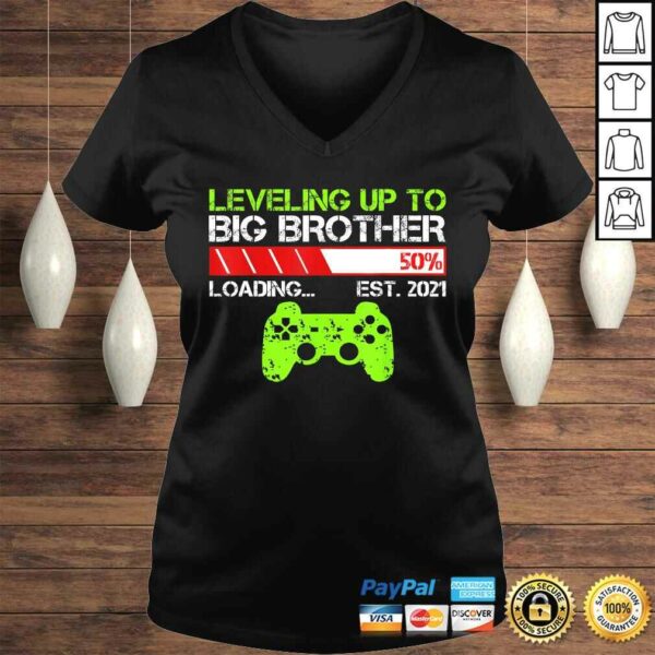 Official Leveling Up To Big Brother Est 2021 Vintage Funny Brothers V-Neck T-Shirt