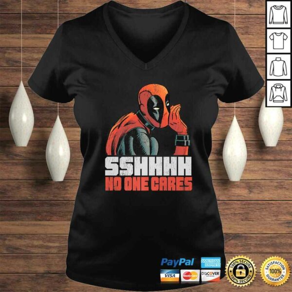 Official Marvel Deadpool SHHH No One Cares Whisper Shirt