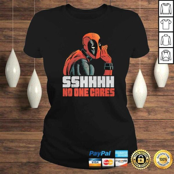 Official Marvel Deadpool SHHH No One Cares Whisper Shirt