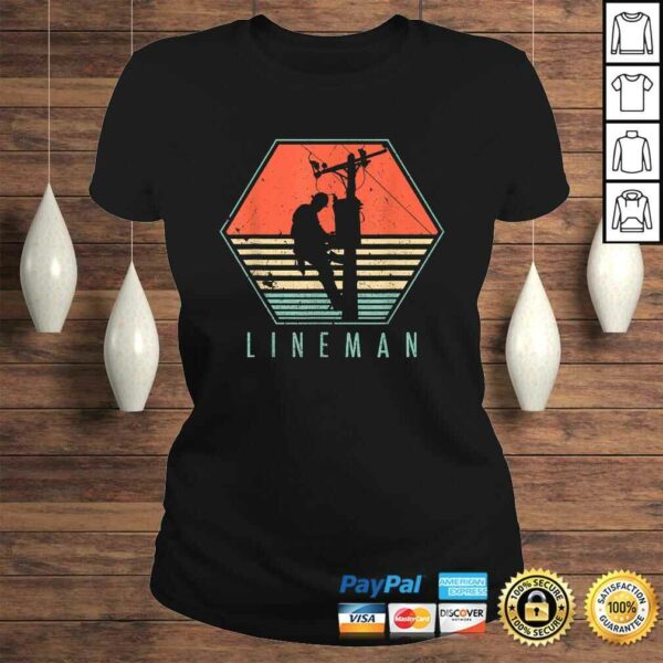 Official Mens Lineman Shirt Vintage Retro Electrician Gift Top