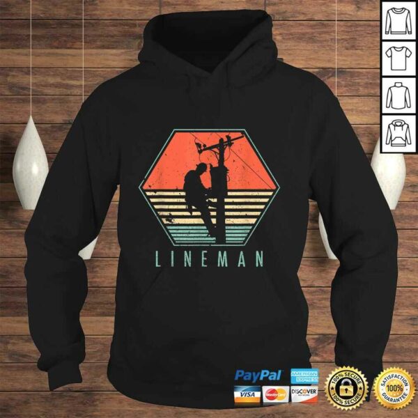 Official Mens Lineman Shirt Vintage Retro Electrician Gift Top