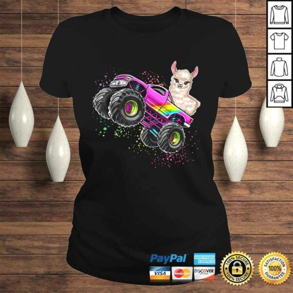 Official Monster Truck Llama Birthday Party Monster Truck Girl T-shirt