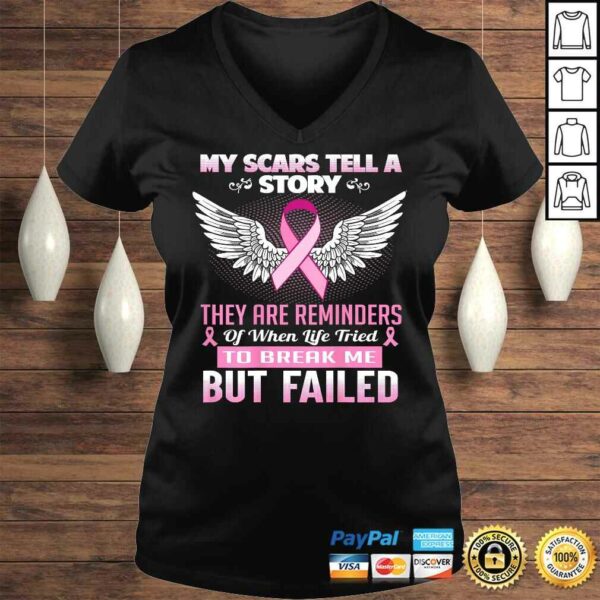 Official My scars tell a story  Breast Cancer Awareness V-Neck T-Shirt