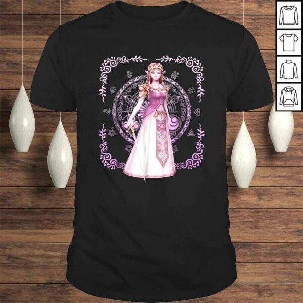 Official Nintendo Zelda Pink Ornate Border Portrait Graphic Tee Shirt