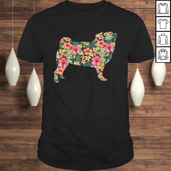 Official Pug Flower Funny Dog Silhouette Floral Gifts Women Men Shirt