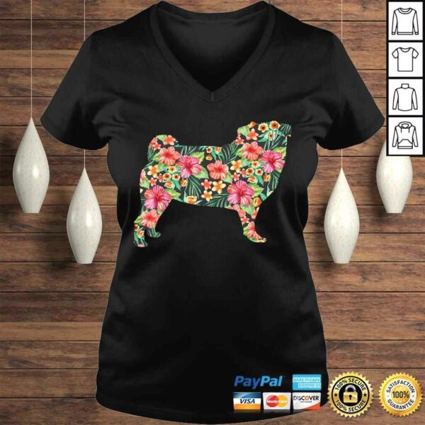 Official Pug Flower Funny Dog Silhouette Floral Gifts Women Men Shirt