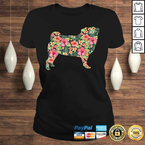 Official Pug Flower Funny Dog Silhouette Floral Gifts Women Men Shirt