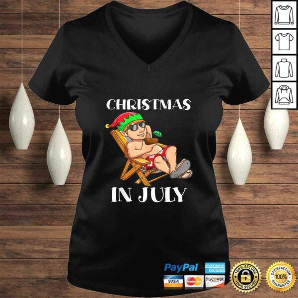 Official Relaxing Elf On Summer Vacation On Beach Christmas In July TShirt