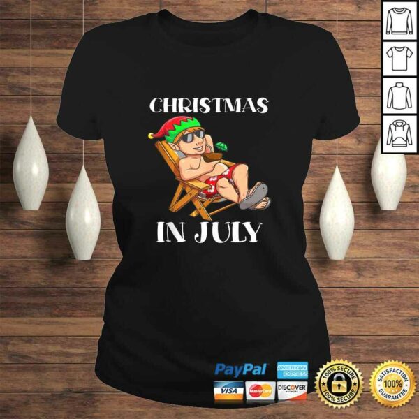 Official Relaxing Elf On Summer Vacation On Beach Christmas In July TShirt