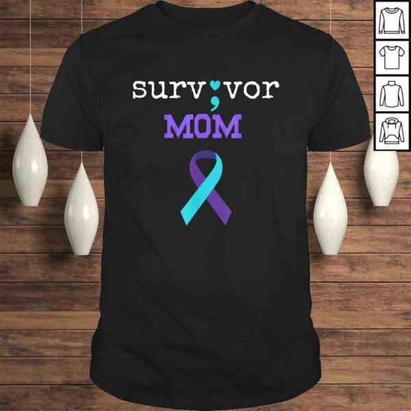 Official Survivor Mom – Semicolon Gift Suicide Prevention Awareness Shirt