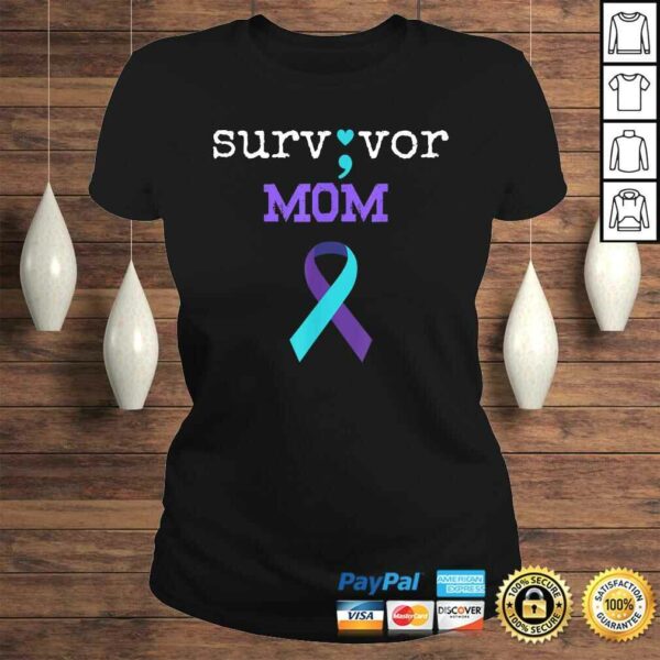 Official Survivor Mom – Semicolon Gift Suicide Prevention Awareness Shirt