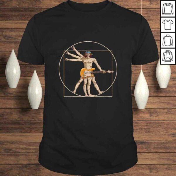 Official Vitruvian Man Guitar Shirt Da Vinci Guitarist USA Rock TShirt