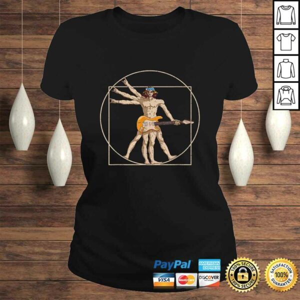 Official Vitruvian Man Guitar Shirt Da Vinci Guitarist USA Rock TShirt