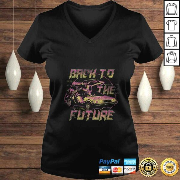 Official Womens Back To The Future Neon Fade DeLorean Gift TShirt