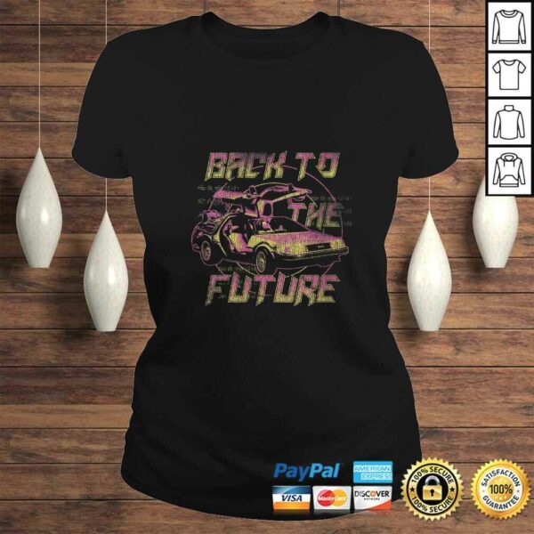 Official Womens Back To The Future Neon Fade DeLorean Gift TShirt