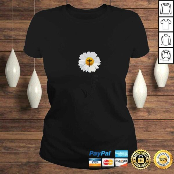 Official Womens Blessed Cross Bible Christian Religious Daisy Trendy TShirt