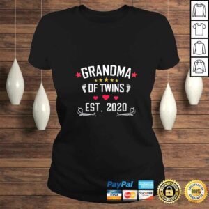 Official Womens Grandma Of Twins Est 2020 New Nana Cute Tee Shirt 3