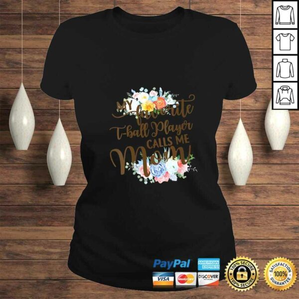Official Womens My Favorite Tball Player Calls Me Mom Proud Mother VNeck Tee T-Shirt