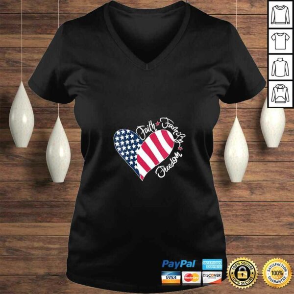 Official Womens Patriotic Christian US Flag Faith Family Freedom Liberty Tee Shirt