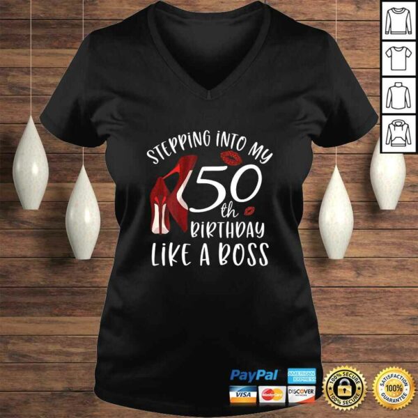 Official Womens Stepping Into My 50th Birthday Like A Boss Gift 50 Years Old TShirt Gift